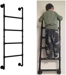 Basement Window Well Egress Ladder, 4.1×1.5FT Wall Mounted Wrought Iron Attic Bunk Bed Ladder, Metal Step Ladders for Loft Climbing Ladders for High Bed Outside Deck RV Apartments