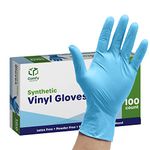 [100 Count] Synthetic Vinyl Blend Disposable Gloves Non-Sterile, Powder & Latex Free, Chemical Resistance Gloves - Small