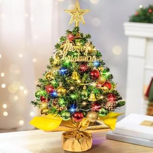 Tabletop Christmas Tree 24 Inch Mini Artificial Christmas Tree with 30 LED String Lights, Star Tree, Tabletop Small Xmas Tree for Holiday Indoor DIY Christmas Decor