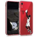 kwmobile Clear Case Compatible with Apple iPhone XR - Phone Case Soft TPU Cover - Basketball Player Black/White/Transparent