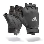 adidas Essential Training Gloves, Workout Gloves for Men & Women, Weight Lifting Gym Gloves, Fingerless Exercise Gloves for Fitness, Training, Breathable with Secure Wrist Fit, (White, Medium)
