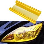 HAPPYMATES Self Adhesive Auto Car Tint Headlight Taillight Fog Light Vinyl Smoke Film Sheet Sticker Cover (12 X 24 Inch, Yellow)