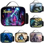 Monster Kong Fight Personalised Name Boys Girls Leather School Insulated Lunch Bag Children Insulated Food Hand Bags Kid's Birthday Gifts