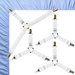 FIBOOMERANG Bed Sheet Clips, Triangle Bed Sheet Straps Fasteners Set 3 Ways Mattress Corner Suspenders Grippers Holders (4Pcs/Set, White)