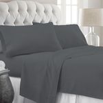 Knight Kavalier Bedsheet for Double Bed - 3 PCs Egyptian Cotton 500 Thread Count Bed Sheet Set - Dark Grey Striped Bedding Set - Durable, Ultra Soft, Hotel Quality, Export Finish Luxurious Sheets