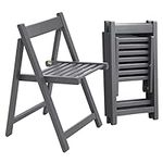 Folding Dining Chair 2 Pack Grey Wooden Foldable Chairs Suitable for Event Party Garden Kitchen Table Chair 268LB Weight Capacity FUNROLUX (Gray)