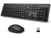 Wireless Keyboard and Mouse Combo, 2.4G USB Full-Size Wireless Mouse and Keyboard Combo, External Silent Computer Cordless Keyboard Mouse Set Numeric Keypad for Laptop PC Windows Mac Desktop (Black)