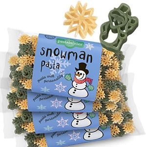 Pastabilities Fun Shaped Pasta for Kids - Christmas - Snowman and Snowflake Holiday Theme, Non-GMO Natural Wheat and Vegetable Pasta, All-Natural, Kosher Certified, Made in the USA, (4 Pack, 14 Oz)