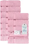 SALBAKOS - Premium Washcloths 12 Pack Set, 100% Turkish Cotton, Highly Absorbent & Quick Dry, Face Towels Wash Cloths for Hotel, Spa & Gym | 13"x13" (Rose Pink)