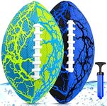 Jasonwell Pool Beach Water Football - 2Pack Strong Grip Waterproof Football for All-Weather Play Pool Toys Beach Games Outdoor Sports Toy Christmas Birthday Gifts for Kids Boys Teens Adults (BU&GN)