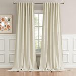 DUALIFE Cream Beige Curtains 108 Inch Length - Back Tab/Rod Pocket Blackout Window Drapes for Bedroom Thermal Insulated Room Darkening Curtains for Living Room (52 x 108 Inches Long, 2 Panels)