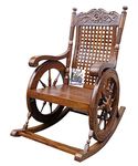 National Handicrafts Sheesham Wood Rocking Chair, Aaram Grandpa Relax Easy Wooden Chair for Living Room, Home Decor, Garden, Lounge