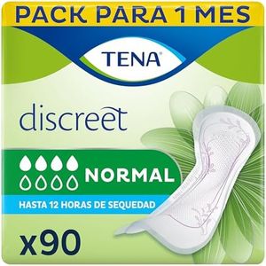 TENA Discreet Normal: Protector Diario para la Incontinencia Femenina - Absorción Normal para Debilidad Media de Vejiga y Pérdidas de Orina -Hasta 12 horas de Sequedad - Paquete Mensual de 90 unidades