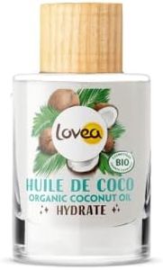 LOVEA - Huile De Coco Certifié BIO Multi-Usages - Hydrate - Peaux Sèches & Cheveux Secs - 100% D'Origine Naturelle - Sans Colorant Ni Parfum Ajouté - Vegan - Fabriqué En France - 50 ml