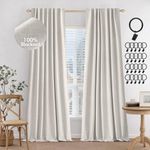 MIULEE 100% Blackout Curtains 108 inches Long Linen Curtains & Drapes for Bedroom Living Room Darkening Full Light Blocking Window Curtain Panels Rod Pocket & Back Tab,Grey Beige,2 Panels