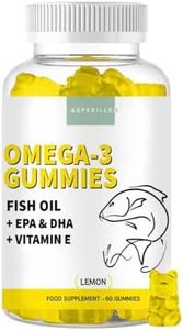 Gominolas de Omega 3 con Vitamina E de Aceite de Pescado Salvaje - Máxima Concentración de Ácidos Grasos Omega 3 EPA y DHA - 400mg EPA + 200mg DHA - Omega 3 Gummies Sabor Limón - 60 Unidades