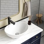 GarveeTech Bathroom Sink, White Ceramic Elliptical Vessel Sink - 16"x13" Above Counter Bathroom Vanity Basin for Modern Lavatory Design