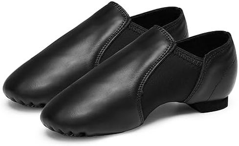 Stelle Jazz Shoes for Girls and Boys Slip-On Leather Dance Shoes (Toddler/Little Kid/Big Kid)(SJ05-Black,12ML