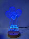 DESIGN ELLE Designelle 3D Illusion lamp Personalised with Any Name and Message, Gift for Birthday Wedding Anniversary Girl Boyfriend Husband Wife Brother Sister Her Him (Blue, 4 Baloon)