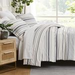 Southshore Fine Living, Inc. Twin XL Comforter Set, Down Alternative Grey Striped Comforter with Matching Pillow Shams, Soft Coastal Bedspread for Twin XL or Twin Bed, Coastal Stripes Grey