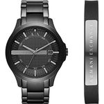 Armani Exchange Watch for Men, Three Hand Date Movement, 46 mm Black Stainless Steel Case with a Stainless Steel Strap, AX7101