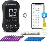 KetoSens Blood Ketone Monitoring Starter Kit with Bluetooth - Ideal for Keto Diet. Includes Meter, 10 Ketone Test Strips, 1 Control Solution Vial, 1 Lancing Device, 10 Lancets & Travel Case