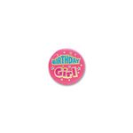 Birthday Girl Satin Button With Pink/Blue Print 2" Party Accessory