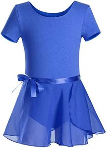 DANSHOW Girls Short Sleeve Leotard with Skirt Kids Dance Ballet Tutu Dresses(3027-M-05)