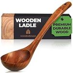 Wooden Ladle for Cooking, Soup Spoon Ladle – Teak Wooden Serving Spoon, 12.4″ Handle, Medium Scoop Size 2 oz – Eco Friendly, Natural and Sustainable