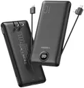 VEGER Portable Charger for iPhone Built in Cables and Wall Plug, 10000mah Slim Fast Charging USB C Power Bank, Travel Essential Battery Pack Compatible with iPhones, iPad, Samsung More Devices(Black)