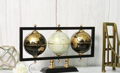RIZIK STORE™ Educational World Globe with Heavy Metal ARC and Base/Home Decor/Political Globe/Office/Globes for Kids & Students (4" 3 ball black and gold)