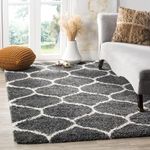 SWEET HOMES Super Ultra Soft Shaggy Handcrafted Anti-Skid Silk Touch Rectangular Carpet. Size 3X5 Feet, Colour, D-Grey/Ivory