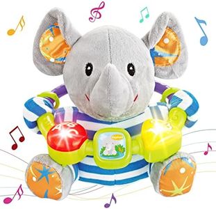 Qizebaby Toys for Babies 0 3 6 9 12 Months-Plush Elephant Music Toddler Toy- Newborn Musical Toys for Baby 6 to 12 Months-Montessori Stuffed Animal for Kids- Baby Toys Gifts for Boys Girls Toddlers