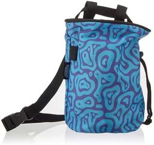 Hueco Chalk Bag with Chalk Ball, Belt, and Zipper Smartphone Pocket for Rock Climbing, Bouldering, Gymnastics, Fitness, Cross Fit and Weightlifting (Blue/Purple Wave)