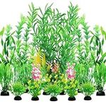 Fish Tank Plants, QUOZUO 20pcs Aquarium Decor Green Plants Artificial Aquarium Decorations Plant, Fish Tank Accessories for Household and Office Aquarium Simulation, Small to Large