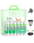 EBL 12-Pack 1300mAh Rechargeable AA Batteries, High Capacity Solar Batteries, 1.2V Pre-Charged for Outdoor & Home Devices, Fast Charging