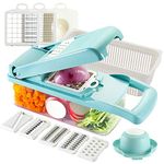 Ourokhome Vegetable Chopper Slicer Dicer - 12-in-1 Fruits Cutter Mandoline Slicer Food Chopper/Cutter with 7 Stainless Steel Blades, Adjustable Slicer & Dicer with Storage Container