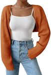 Zeagoo Women 2024 Fall Winter Shrug Sweater Long Sleeve Knit Bolero Crop Top Drop Shoulder Cardigan for Dresses Caramel