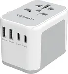 TESSAN Universal Travel Adapter, International Plug Adaptor with 2 USB C Wall Charger 2 USB A Ports, Worldwide Power Outlet Travel Essentials for US to European EU UK AUS (Type C/G/A/I)