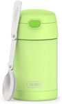 THERMOS FUNTAINER 16 Ounce Stainless Steel Vacuum Insulated Food Jar with Folding Spoon, Neon Lime