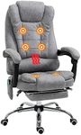Vinsetto Heated 6 Points Vibration Massage Executive Office Chair Microfiber Adjustable Swivel High Back Desk Chair with Footrest Light Grey
