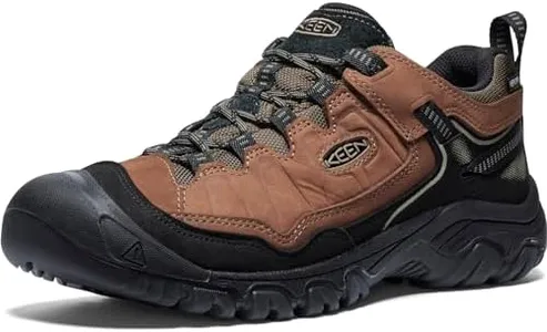 KEEN Men's Targhee 4 Low Height Durable Comfortable Waterproof Hiking Shoes, Bison/Black, 10.5 Wide