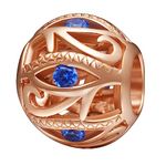 Rose Gold Blue Evil Eye Charms fit Pandora Halloween Bracelet, Openwork 925 Sterling Silver Eye of Horus Symbol of Amulet Beads with CZ, Gifts for Nephew/Uncle/Christmas