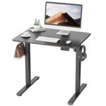 ERGOMAKER Electric Height Adjustable Standing Desk 80x60cm (31.5"x23.6"), Sit Stand Desk with Splicing Top for Home Office (Black Frame + Black Desktop)