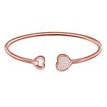 GIVA 925 Silver Rose Gold Dual Heart Bangle Bracelet Gifts for Girlfriend, Gifts for Women & Girls| With Certificate of Authenticity and 925 Stamp | 6 Month Warranty*