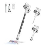 4 in 1 Cordless Vacuum for Home, 80,000PRM Powerful Motor Vacuum Cleaner with 2 Adjustable Modes, Max 40 Mins Runtime Rechargeable Battery and Washable Parts Stick Vacuum (Chalk White)