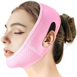 Beiskll Reusable V Line Lifting Mask with Chin Strap, V Shaped Face Mask for Sagging, Jaw Exerciser (Pink)