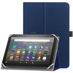 HoYiXi Universal Case for 7-8 inch Tablet Fire HD 8/Fire HD 8 Plus with Stand Folio and Hand Strap Protective Cover for 7"-8" Samsung Android Tablet - Blue