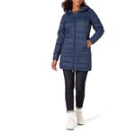 Amazon Essentials Women's Lightweight Water-Resistant Hooded Puffer Coat (Available in Plus Sizes), Navy, L