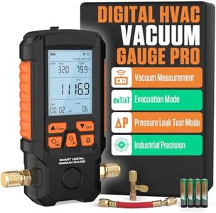 Digital Vacuum Gauge Pro, Micron Gauge HVAC Vacuum Tester, 0.2% Accuracy, 0-2000 mbar Range, 7/16"-20 UNF(1/4" SAE) Interface Micron Meter with Evacuation Mode, Pressure Leak Test, Buzzer Alarm